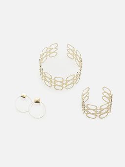 Sohi - Gold Plated Designer Necklace Earrings and Bracelet Set