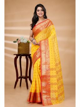 DipDiya - Sachi Pure Cotton Yellow Tant Saree Without Blouse