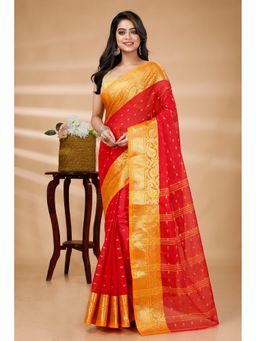 DipDiya - Sachi Pure Cotton Red Tant Saree Without Blouse