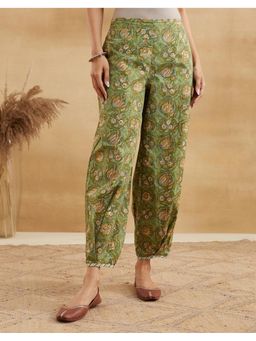 Fabindia - Green Floral Print Regular Fit Salwar