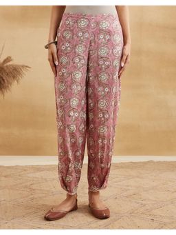 Fabindia - Pink Floral Print Regular Fit Salwar