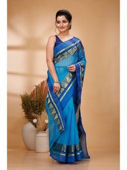 DipDiya - Green Pure Cotton Woven Saree with Unstitched Blouse