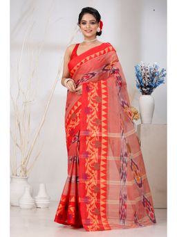 DipDiya - Mili Pure Cotton Orange Tant Saree Without Blouse