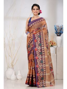 DipDiya - Mili Pure Cotton Brown Tant Saree Without Blouse
