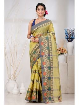 DipDiya - Mili Pure Cotton Green Tant Saree Without Blouse