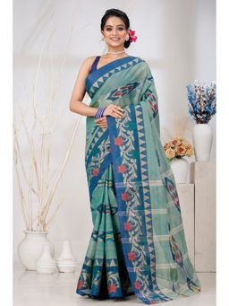 DipDiya - Mili Pure Cotton Blue Tant Saree Without Blouse