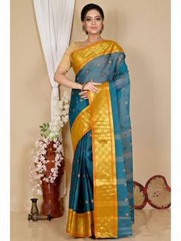 DipDiya - Atula Pure Cotton Green Tant Saree Without Blouse