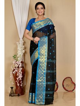 DipDiya - Atula Pure Cotton Black Tant Saree Without Blouse
