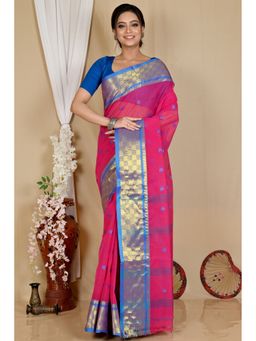 DipDiya - Atula Pure Cotton Pink Tant Saree Without Blouse