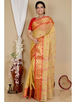 DipDiya - Atula Pure Cotton Cream Tant Saree Without Blouse
