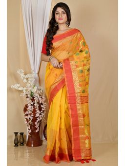 DipDiya - Madhka Pure Cotton Yellow Tant Saree Without Blouse