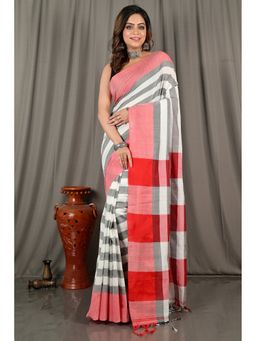 DipDiya - Grey Pure Cotton Woven Saree with Unstitched Blouse