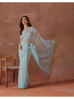 Fabindia - Multi-Colour Cotton Silk Stripes Saree with Unstitched Blouse