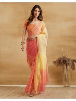 Fabindia - Multi-Colour Cotton Silk Checks Saree with Unstitched Blouse