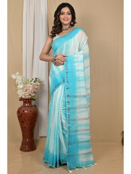DipDiya - Achmol Pure Cotton Sky Blue Badhni Dye Saree with Unstitched Blouse