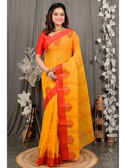 DipDiya - Fipani Pure Cotton Yellow Tant Saree Without Blouse