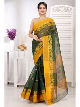 DipDiya - Guti Pure Cotton Green Tant Saree Without Blouse