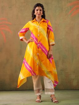 Gillori - Yellow Silk Blend Embroidered Kurta with Pant