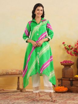 Gillori - Green Silk Blend Embroidered Kurta with Pant