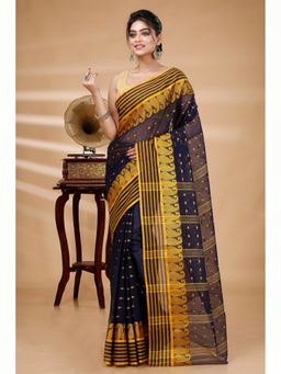 DipDiya - Blue Pure Cotton Woven Saree with Unstitched Blouse