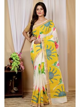 DipDiya - Multi-Colour Pure Cotton Floral Saree with Unstitched Blouse