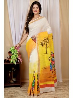 DipDiya - Multi-Colour Pure Cotton Abstract Saree with Unstitched Blouse
