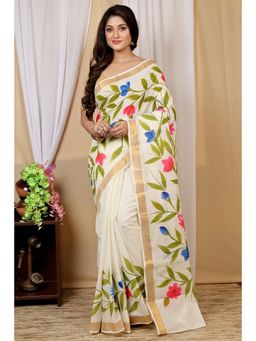 DipDiya - Multi-Colour Pure Cotton Floral Saree with Unstitched Blouse