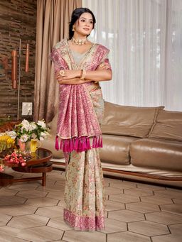 Sangam Prints - Gray Cottan Silk with Meena Woven Work Traditional Saree with Unstitched Blouse