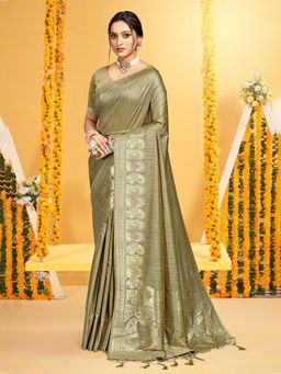 Sangam Prints - Beige Assam Silk Woven Work Traditional Saree with Unstitched Blouse