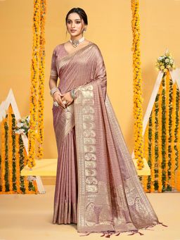 Sangam Prints - Mauve Assam Silk Woven Work Traditional Saree with Unstitched Blouse