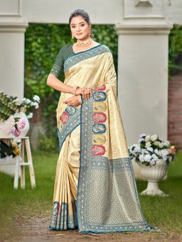 Sangam Prints - Blue Silk Woven Work Traditional Saree with Unstitched Blouse