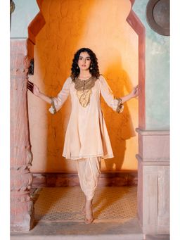 Indy Raaga - Beige Cotton Solid Kurta with Salwar