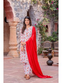 Indy Raaga - Multi-Colour Cotton Floral Kurta with Pant