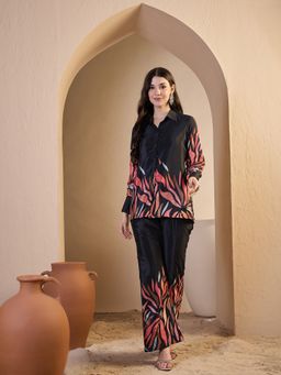 INDDUS - Black Floral Printed Co-Ord Set