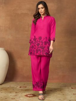 INDDUS - Pink Floral Printed Straight Co-Ord Set