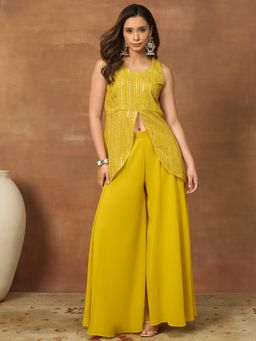 INDDUS - Mustard Thread and Sequinned Embroidered Co-Ord Set