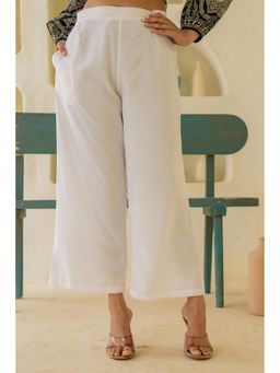 Juniper - Solid White High-Waist Wide-Leg Palazzo