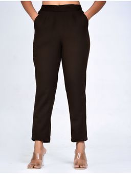 Kohsh - Brown Cotton Solid Cigarette Pant