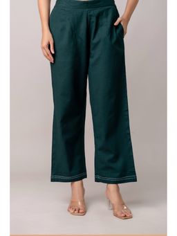 Kohsh - Green Cotton Solid Wide Leg Pant