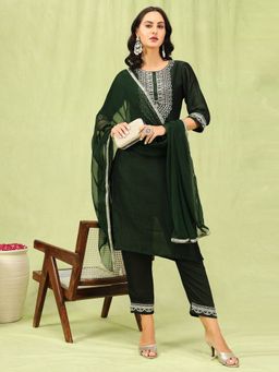 VredeVogel - Green Silk Blend Kurta with Pant and Dupatta
