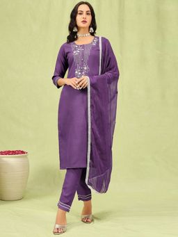 VredeVogel - Purple Cotton Blend Kurta with Pant and Dupatta