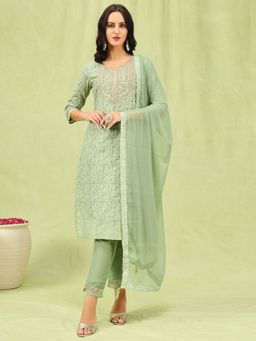 VredeVogel - Light Green Cotton Blend Kurta with Pant and Dupatta
