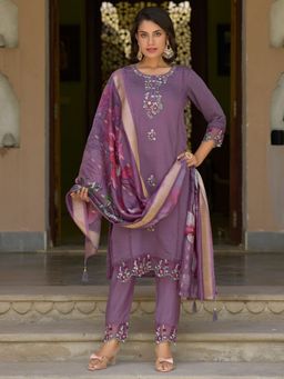VredeVogel - Purple Silk Blend Kurta with Pant and Dupatta