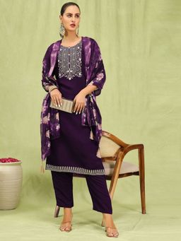 VredeVogel - Purple Silk Blend Kurta with Pant and Dupatta