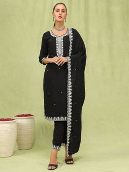 VredeVogel - Black Silk Blend Kurta with Pant and Dupatta