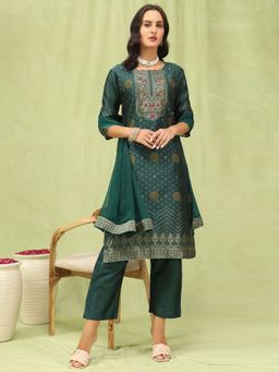 VredeVogel - Green Cotton Silk Kurta with Pant and Dupatta