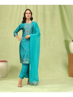 VredeVogel - Green Cotton Silk Kurta with Pant and Dupatta