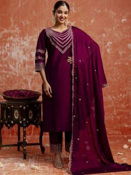 VredeVogel - Purple Embroidered Kurta with Pant and Dupatta