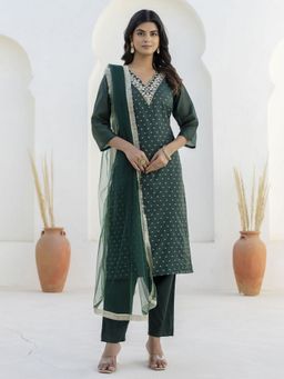 VredeVogel - Green Embroidered Kurta with Pant and Dupatta
