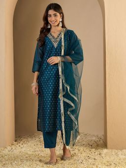 VredeVogel - Blue Embroidered Kurta with Pant and Dupatta